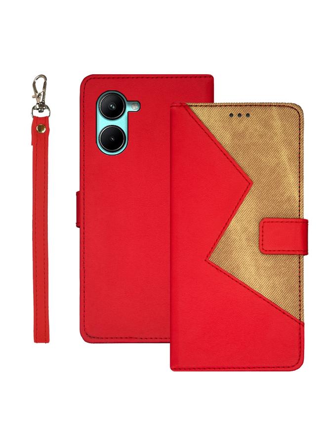 The Bros Case For Realme C33 2023 Two-color Splicing Leather Phone Case