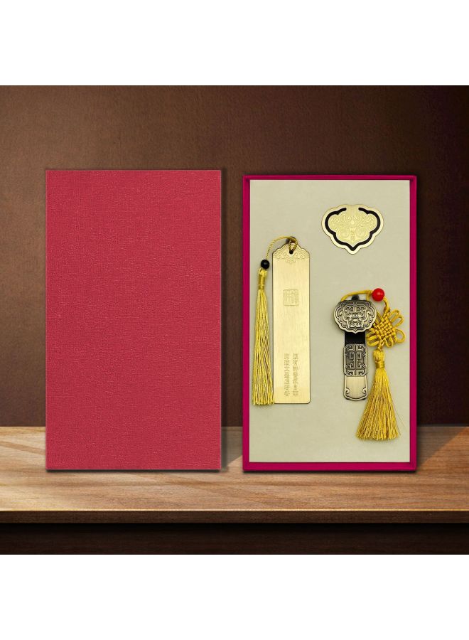 Ruyi U Disk 16g Suit Custom Logo Brass Hollow Ploughing Bookmark Sandalwood Sign Pen School Corporate Gifts-Color:(ruyi + Book Clip) Red Gift Box-Capacity:USB3.0/16GB  - Image 1