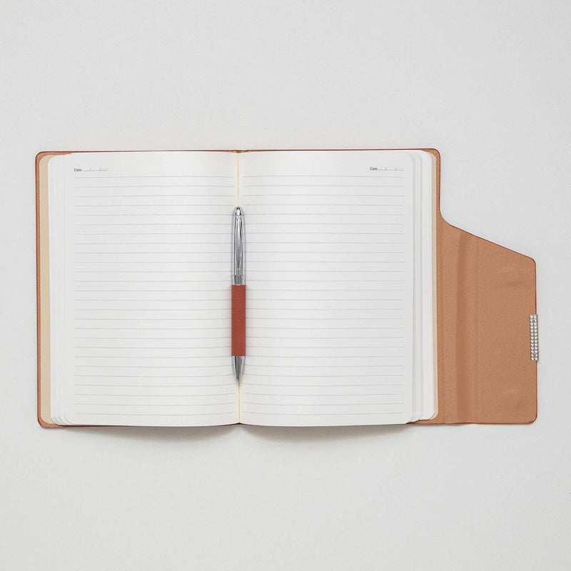 Regal Signature A-5 PU Leather Business Notebook Diary Journal, Magnetic Flap Closure with sleek metal accessory,192 pages, 80 gsm (Sienna Brown) - Image 5