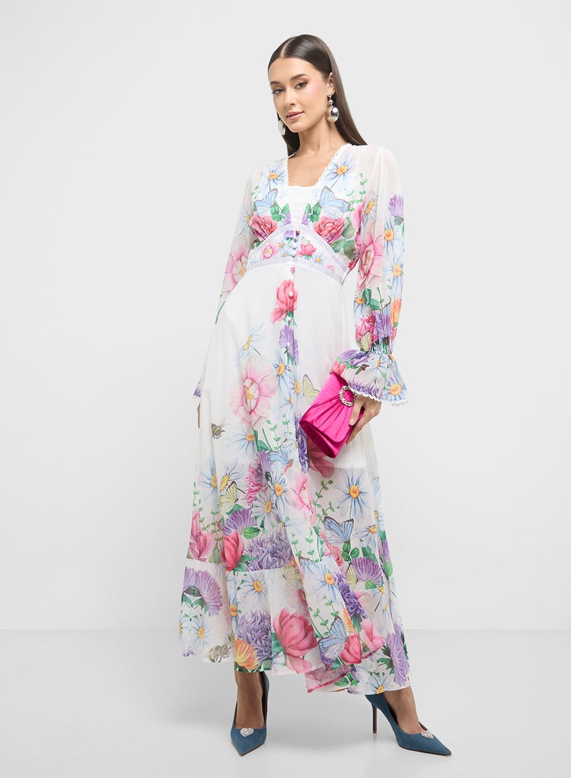 ELLA Floral Chiffon Maxi Dress  - Image 4