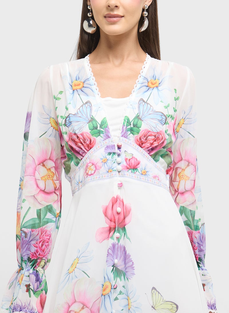 ELLA Floral Chiffon Maxi Dress  - Image 3