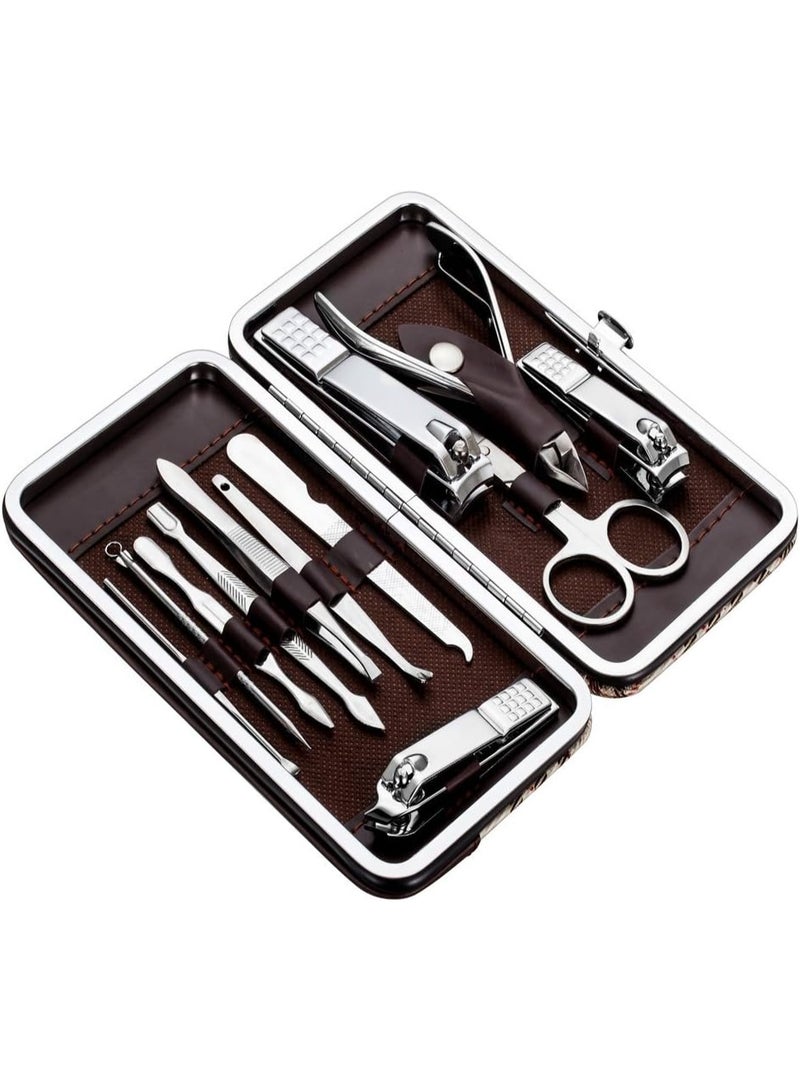مجموعة أدوات العناية بالأظافر الاحترافية المصنوعة من الفولاذ المقاوم للصدأ، مناسبة للسفر والاستخدام اليومي، تتضمن 12 قطعة من أدوات العناية بالأظافر (مانيكير وباديكير). - Image 1