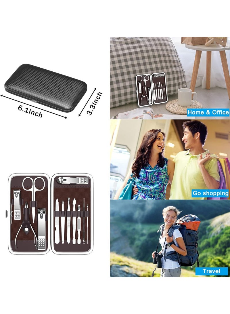 مجموعة أدوات العناية بالأظافر الاحترافية المصنوعة من الفولاذ المقاوم للصدأ، مناسبة للسفر والاستخدام اليومي، تتضمن 12 قطعة من أدوات العناية بالأظافر (مانيكير وباديكير). - Image 5