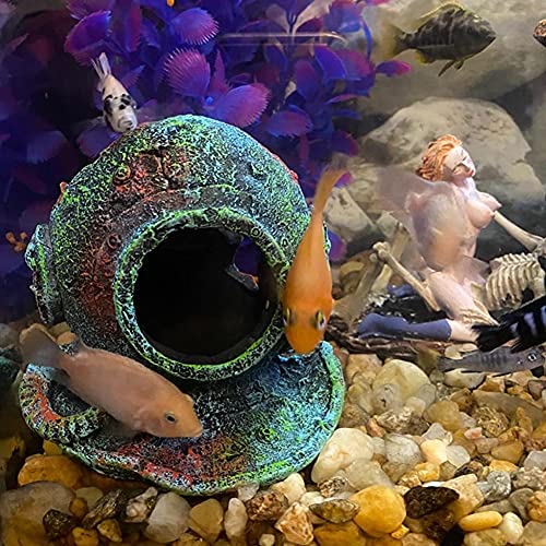 SLOCME Aquarium Sunken Submarine Helmet Decorations - Realistic Vintage Noah's Ark Shipwreck Fish Tank Decorations, Durable Resin Fish Tank Ship Accessories - Image 2