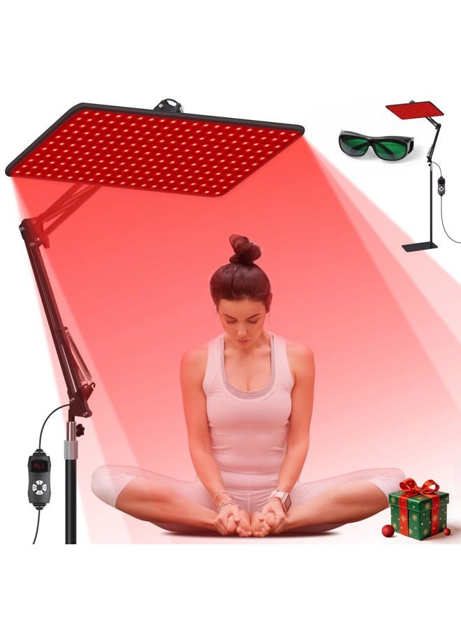 Morfone Advanced Red Light Therapy Lamp for Body Face - 200 LED Tri-Wavelength (660nm, 850nm, 940nm) Large Panel with Adjustable Stand, Protective Glasses for Home Use, Gift for Women Girls, Large - Image 1