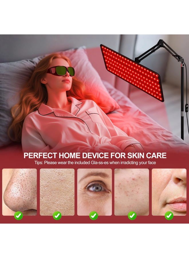 Morfone Advanced Red Light Therapy Lamp for Body Face - 200 LED Tri-Wavelength (660nm, 850nm, 940nm) Large Panel with Adjustable Stand, Protective Glasses for Home Use, Gift for Women Girls, Large - Image 3