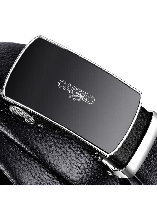 Cartelo Men's Leather Belt With Automatic Buckle, Top-grain Cowhide, Business Casual Waistband, Valentine's Day And Birthday Gift - Image 3