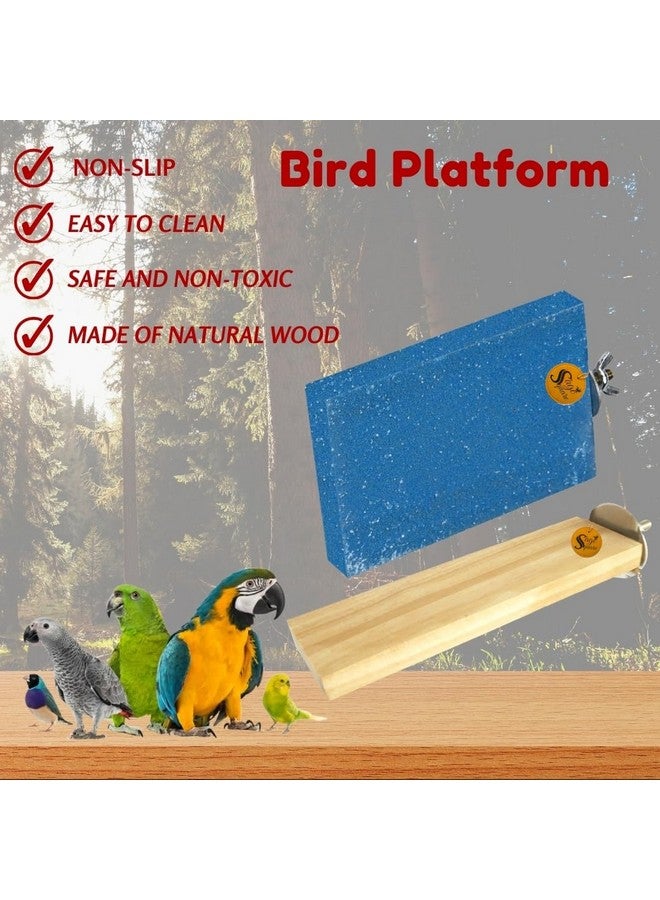سايج سكوير منصة رمل خشبية مصنوعة من الخشب الطبيعي، مجموعة من اثنين (2 * 5.5 & رمل 3 * 4 بوصة) حامل مجثم على شكل مستطيل، ملحقات القفص، لعبة مرحة، مناسبة للطيور والببغاوات والبادجي - Image 3