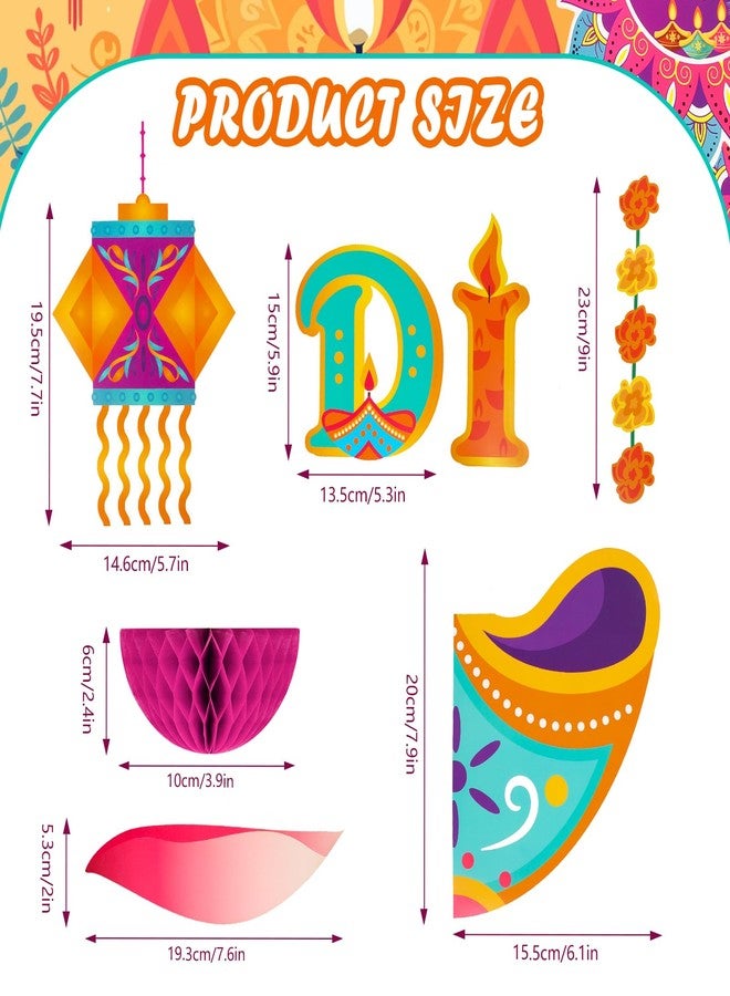 Konsait 49 Pieces Diwali Decorations Set, 3D Diya Lamp Happy Diwali Cutouts for Home & School Wall Bulletin Board, India Festival of Lights Decorations - Image 2