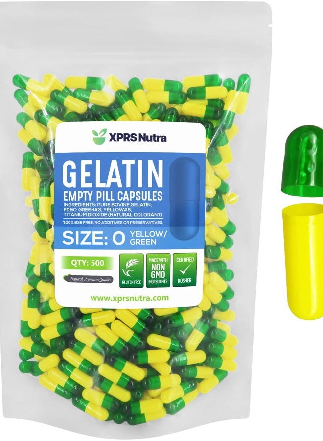 XPRS Nutra Size 0 Empty Capsules - 500 Count Empty Gelatin Capsules - Empty Pill Capsules for DIY Capsule Filling - Pure Bovine Pill Capsules Empty Gel Caps - Image 1