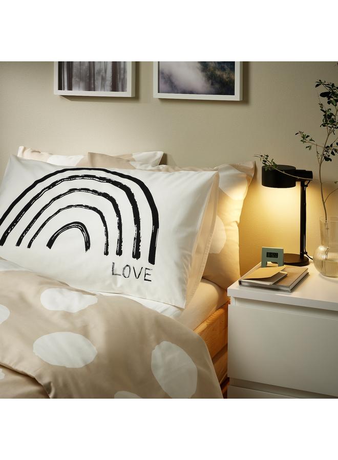 Pillowcase, white/rainbow, 50x80 cm  - Image 3