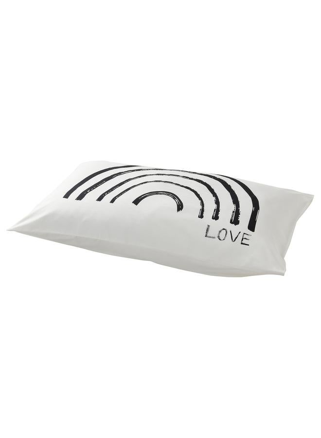Pillowcase, white/rainbow, 50x80 cm  - Image 1