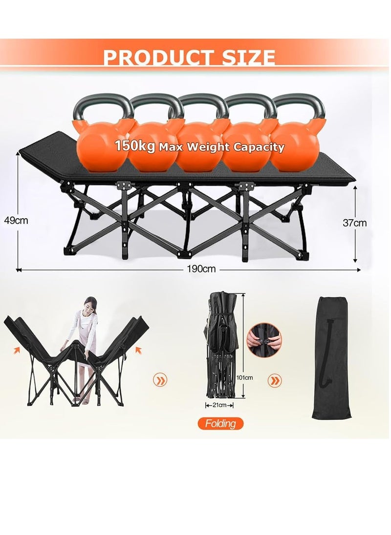 0TO1 TECH Folding Camping Cot, Folding Camping Bed with Pearl Cotton Mattress, Portable Camping Cot with Storage Bag for Adults, Oxford Sleeping Cots for Outdoor Travel Camp Beach(190 * 71cm)  - Image 2