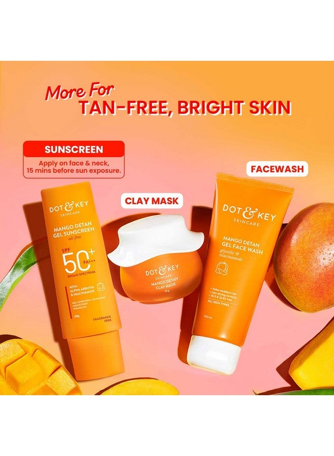 Dot & Key Mango Detan Gel Sunscreen SPF 50+ PA+++ 50g | Oil-Free, With Alpha-Arbutin & Niacinamide | Controls Tanning, Brightens Skin, Ultra-light | Fades Dark Spots, Evens Tone, Water Resistant | All Skin Types - Image 5