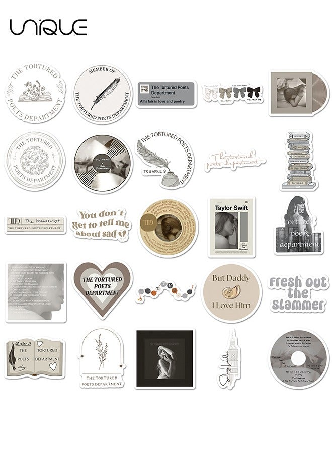 Unique 50 Pcs Grey & White Series Theme Stickers - Vinyl Waterproof Stickers for Water Bottles Laptop Phone Computer Guitar, Gifts for Teens, Girls, Fans - Image 2