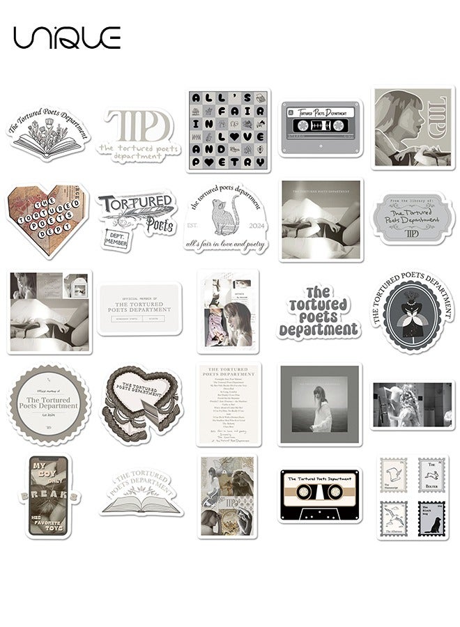 Unique 50 Pcs Grey & White Series Theme Stickers - Vinyl Waterproof Stickers for Water Bottles Laptop Phone Computer Guitar, Gifts for Teens, Girls, Fans - Image 3