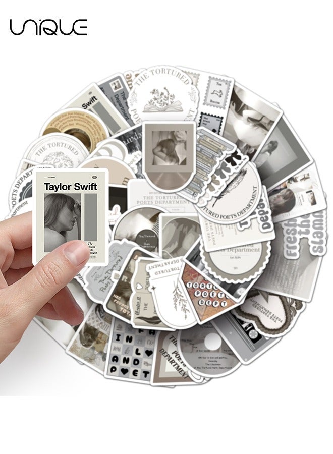Unique 50 Pcs Grey & White Series Theme Stickers - Vinyl Waterproof Stickers for Water Bottles Laptop Phone Computer Guitar, Gifts for Teens, Girls, Fans - Image 4