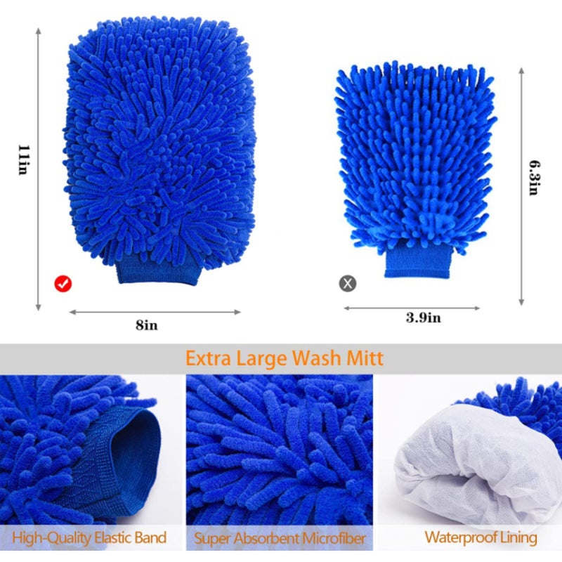 Car Wash Cleaning Kit 10-Piece Blue Soft Sturdy Material Set - Compact Lightweight With Storage Bag Car Wash Tool For Interior Exterior Car Cleaning - Image 4