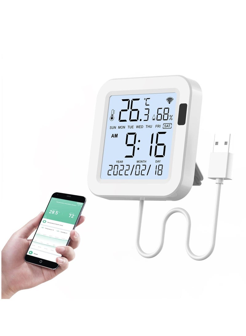 Indoor Thermometer Hygrometer, WiFi Humidity Meter and Temperature Sensor with App Control, Large Display Backlight, Notification Alerts, for Home, Baby Room, Cellar - Image 1