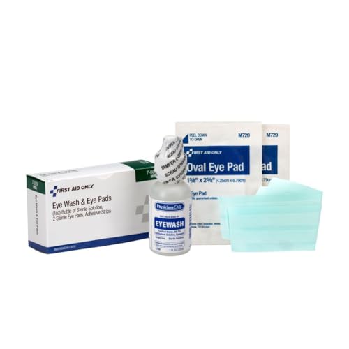 First Aid Only 5-Piece Eye Wash Kit with Oval Eye Pads, First Aid Adhesive Strips & Emergency Eye Rinse - Image 1
