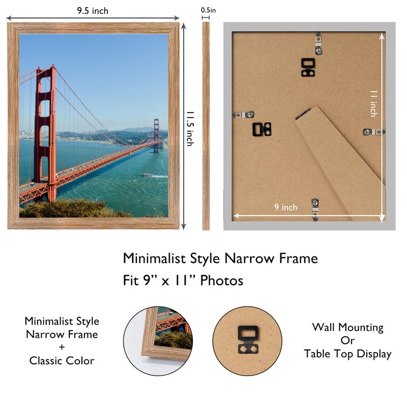 HEYTUYA 9x11 Picture Frame Rustic Brown for Tabletop or Wall Hanging  9 x 11 Frame  Wall Gallery Photo Frame with Shatter Resistant Plexiglas  Rustic Brown - Image 2