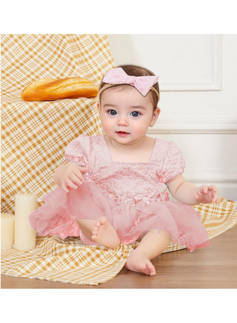 NajmStyle Toddler Baby Girl Summer Romper Dress Short Puff Sleeve 12-18 Months Clothes Jumpsuit + Headband - Image 5
