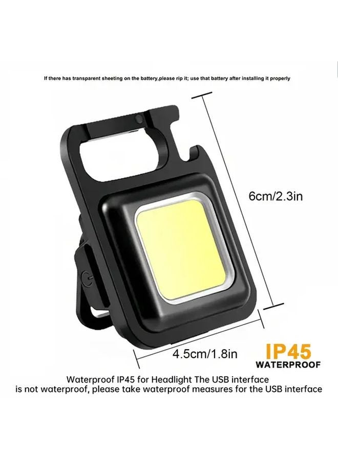 Black Rechargeable LED Keychain Flashlight Ultra Bright COB Adjustable Focus 500mAh USB - Image 4