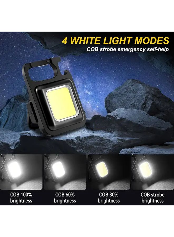 Black Rechargeable LED Keychain Flashlight Ultra Bright COB Adjustable Focus 500mAh USB - Image 3