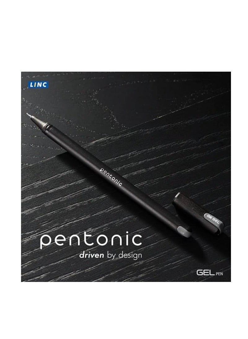 Linc Pentonic 0,6 Mm Gel-Stifte – 10er Pack, Schwarze Tinte, Mit Clip