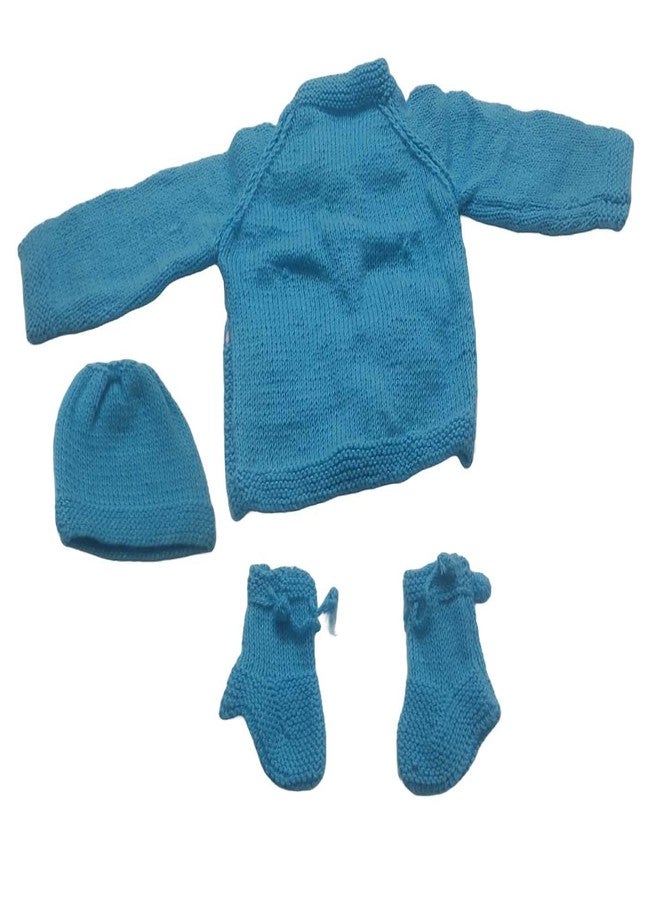 Cute Collection Handmade Woolen Sweater with Cap and Socks Set for Winter 0-6 Months Baby and New Born Baby Unique Design Multicolour - Image 4