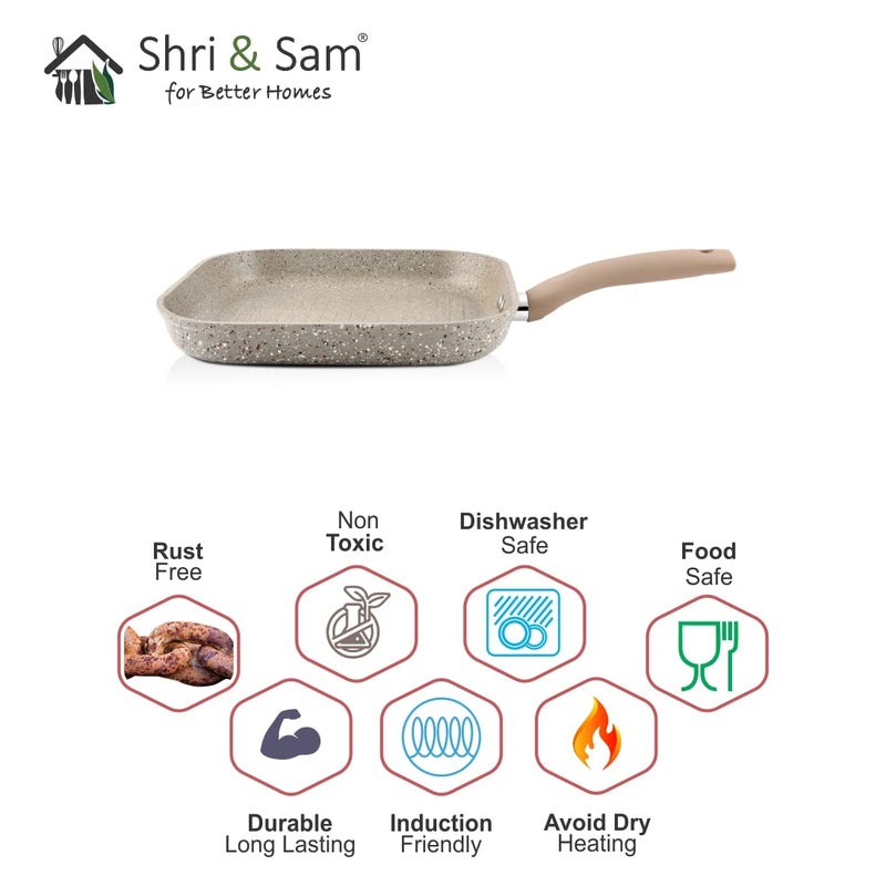 Shri & Sam مقلاة شري سام روكلين 6 طبقات غير لاصقة مربعة 26 سم ملونة متعددة النقاط مناسبة لجميع أنواع المواقد - Image 4