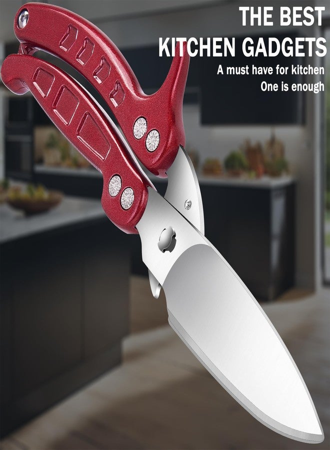 SLEMOON Kitchen Shears,Heavy Duty Spring Loaded Kitchen Scissors with Serrated Edge,Detachable as a cleaver,Multipurpose Stainless Steel Sharp Utility Food Scissors for Chicken,Poultry,Fish,Herbs,Burgundy - Image 4