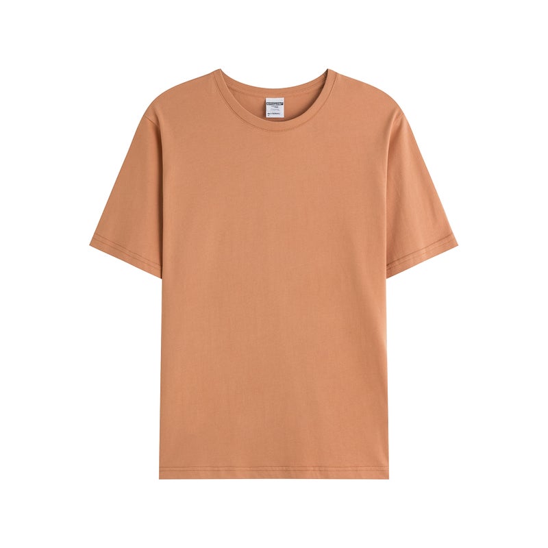 200 grams of pure cotton combed siro spinning advertising cultural shirt diy blank base shirt short sleeve t-shirt custom logo sandstone brown 