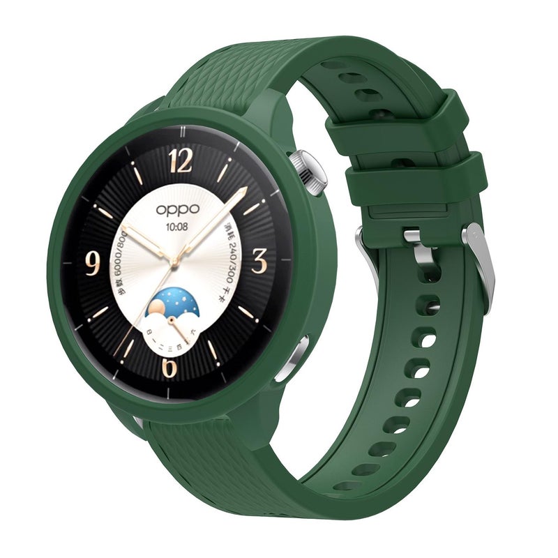 For Oppo Watch X2 Mini Silicone Watch Cover Integrated Diamond Texture Silicone Watch Band(Dark Green) - Image 1