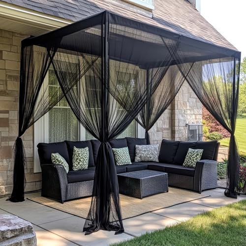 UB-STORE Mosquito Net for Patio 10 x 10 FT | Very Large Sizes & Fabric Designed for Outdoors | Insect House Screen Netting for Gazebo, Porch & Garden Terrace | Black Outside Canopy Bug Protection - Image 3