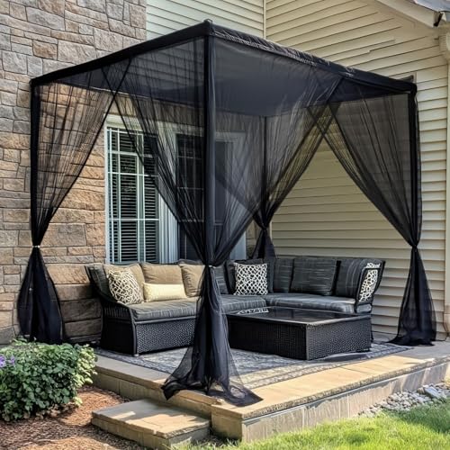 UB-STORE Mosquito Net for Patio 10 x 10 FT | Very Large Sizes & Fabric Designed for Outdoors | Insect House Screen Netting for Gazebo, Porch & Garden Terrace | Black Outside Canopy Bug Protection - Image 2