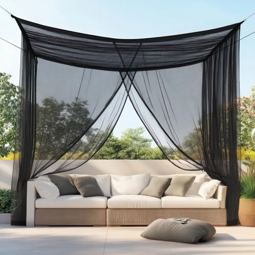 UB-STORE Mosquito Net for Patio 10 x 10 FT | Very Large Sizes & Fabric Designed for Outdoors | Insect House Screen Netting for Gazebo, Porch & Garden Terrace | Black Outside Canopy Bug Protection - Image 1
