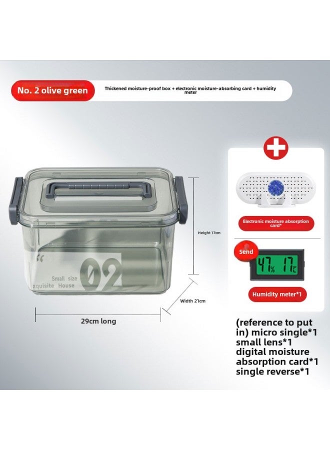 Camera Moisture-proof Box SLR Lens Drying Box Photographic Equipment Electronic Components Tea Collector Sealed Box-Color:No. 2 Olive Green + Electronic Moisture Absorption Card (moisture Sending Thermometer/sealing Strip)⚑⚑  - Image 1