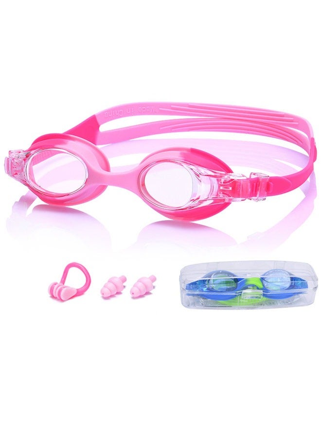 Swim Goggles Adjustable Double Row Silicone Belt Anti-Fog Swimming Goggles for Children Boys Girls Age 3-14 With Nose Clip Earplugs - Image 1