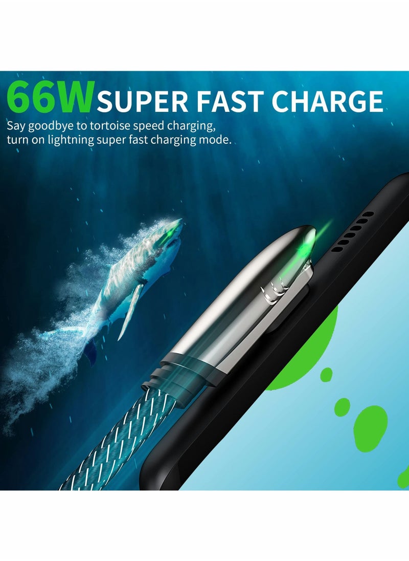 Excefore USB C Cable Right Angle 90 Degree Cable, 6ft + 4ft【66W】Game Design Right Angle USB C Cable L Shape USB to Type C Elbow Quick Charging and Data Transfer Cord  - Image 2