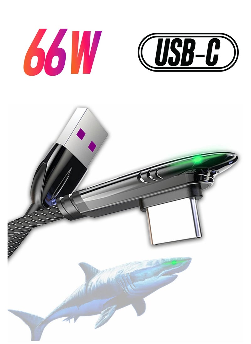 Excefore USB C Cable Right Angle 90 Degree Cable, 6ft + 4ft【66W】Game Design Right Angle USB C Cable L Shape USB to Type C Elbow Quick Charging and Data Transfer Cord  - Image 1