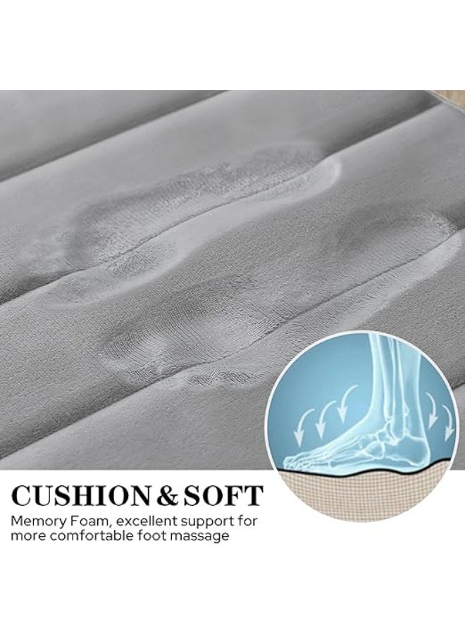 Memory Foam Bathroom Rug Set 3 Piece（Grey），Non Slip Extra Soft Absorbent Bath Mats, Machine Washable & Dry Toilet Mat Sets for Bathroom Floor - Image 4