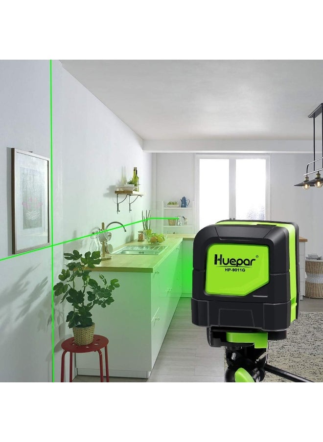 Huepar Cross Line Laser - Diy Self-Leveling Green Beam Horizontal And Vertical Line Laser Level With 100 Ft Visibility, Bright Laser With Magnetic Pivoting Base And Laser Target -M-9011G  - Image 4