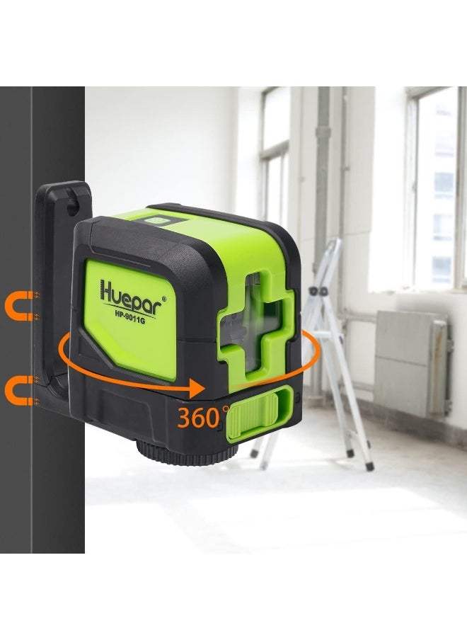 Huepar Cross Line Laser - Diy Self-Leveling Green Beam Horizontal And Vertical Line Laser Level With 100 Ft Visibility, Bright Laser With Magnetic Pivoting Base And Laser Target -M-9011G  - Image 3