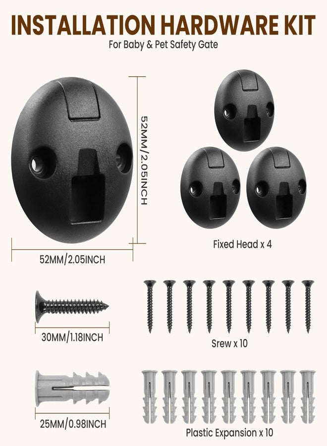 Mumeasy Baby Gate Replacement Hardware Kit, Wall Mount Accessories with Screws & Anchors for Baby & Dog Safety Gates, Black - Image 2