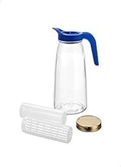 Borgonovo Borgonovo Serving Jug with Freezer Stick, Lid and Filter, 2 Liters - Blue & Clear 