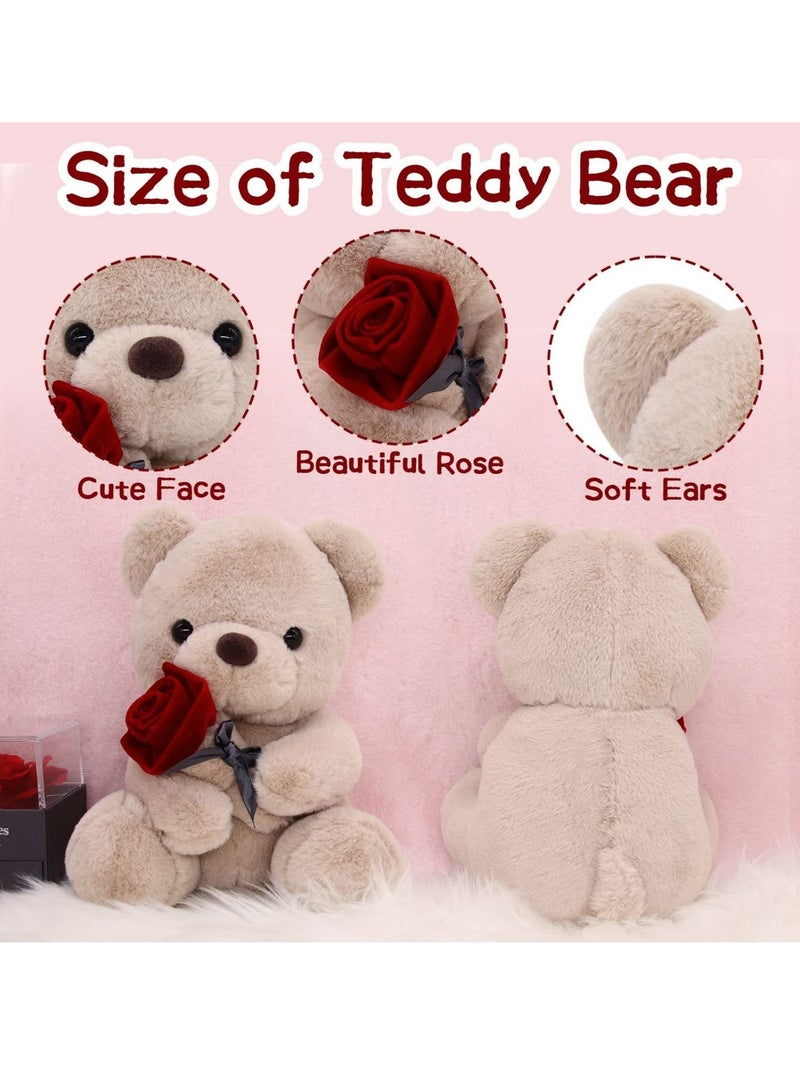 Teddy Bears Stuffed Animals with Rose, 9Inch Va len tines Day Bear, Va len tin es Day Gift for Girlfriend or a Gift for Children on Holiday, Romantic Night Kawaii Bear Plush, Anniversary - Image 4