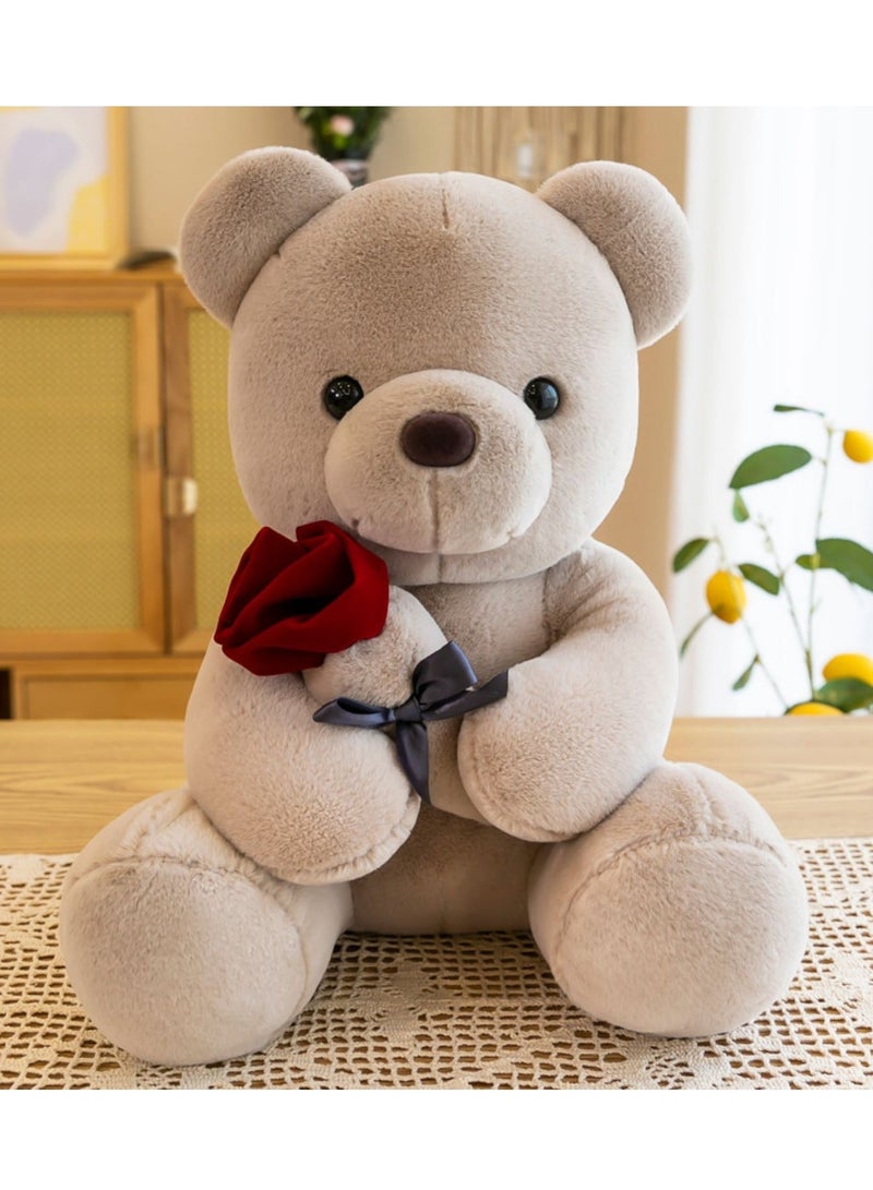 Teddy Bears Stuffed Animals with Rose, 9Inch Va len tines Day Bear, Va len tin es Day Gift for Girlfriend or a Gift for Children on Holiday, Romantic Night Kawaii Bear Plush, Anniversary - Image 1