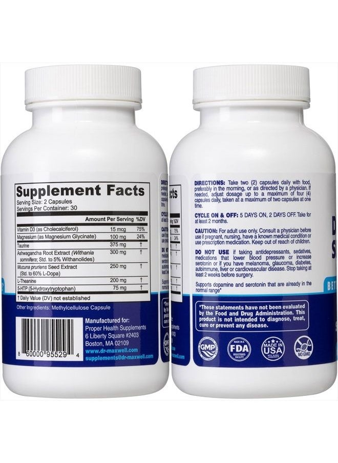 Dr. Maxwell - Serotonin and Dopamine Supplements, Better Than Dopamine or Serotonin Support Only. Helps Maintain Normal Neurotransmitter Levels*. Mucuna Pruriens, 5-HTP, Magnesium & More, USA - Image 1
