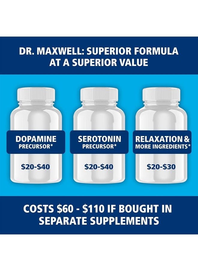 Dr. Maxwell - Serotonin and Dopamine Supplements, Better Than Dopamine or Serotonin Support Only. Helps Maintain Normal Neurotransmitter Levels*. Mucuna Pruriens, 5-HTP, Magnesium & More, USA - Image 1